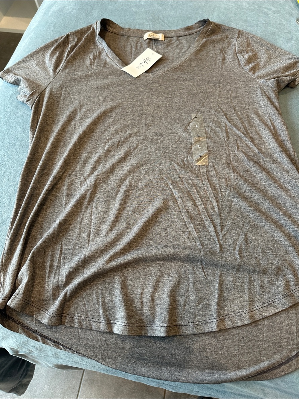 Style & Co. Heather Gray Short Sleeve V-Neck Tee
